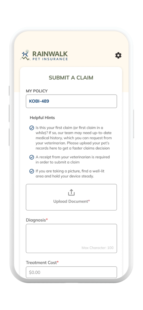 Rainwalk app claim screen