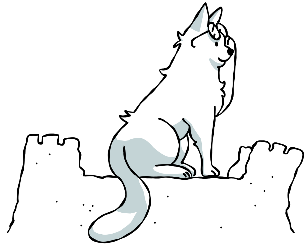 Illustrated cat at home